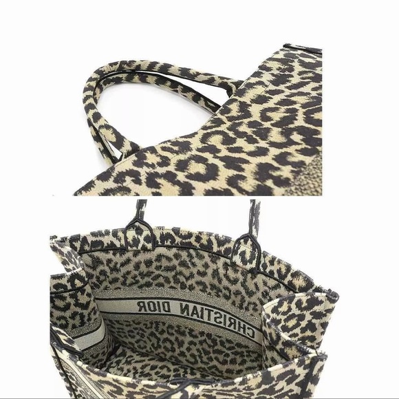 Christian Dior Mizza Book Tote Large Bag Canvas Beige Leopard pattern 50-MA-1201 - Picture 14 of 16